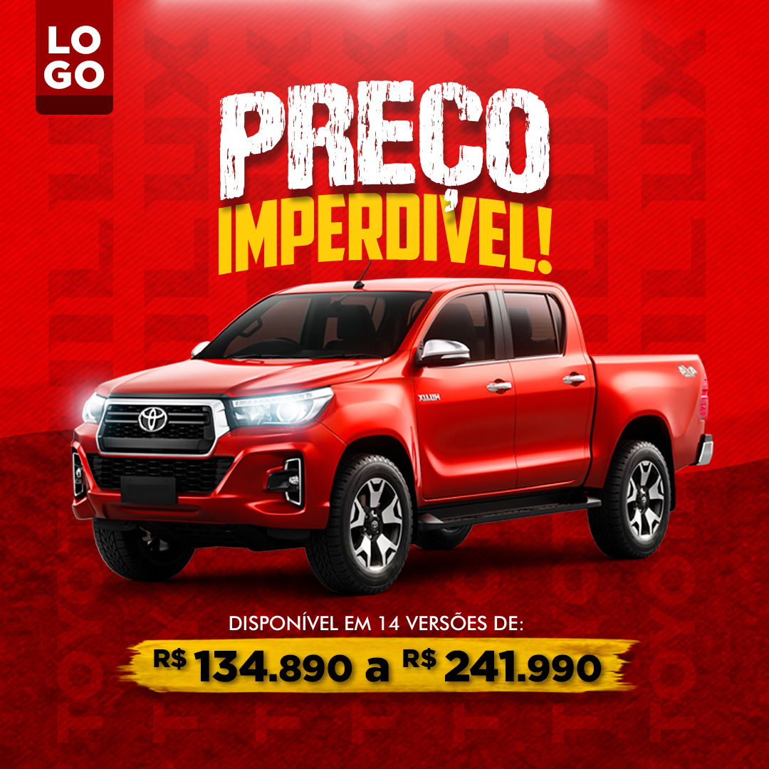 Social Media Hillux Concessionária de Veículos Carros PSD Editável