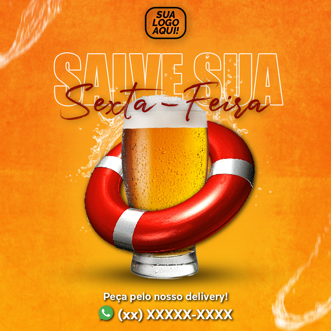 Cerveja Chopp Social Media PSD Salve Sua Sexta Editável