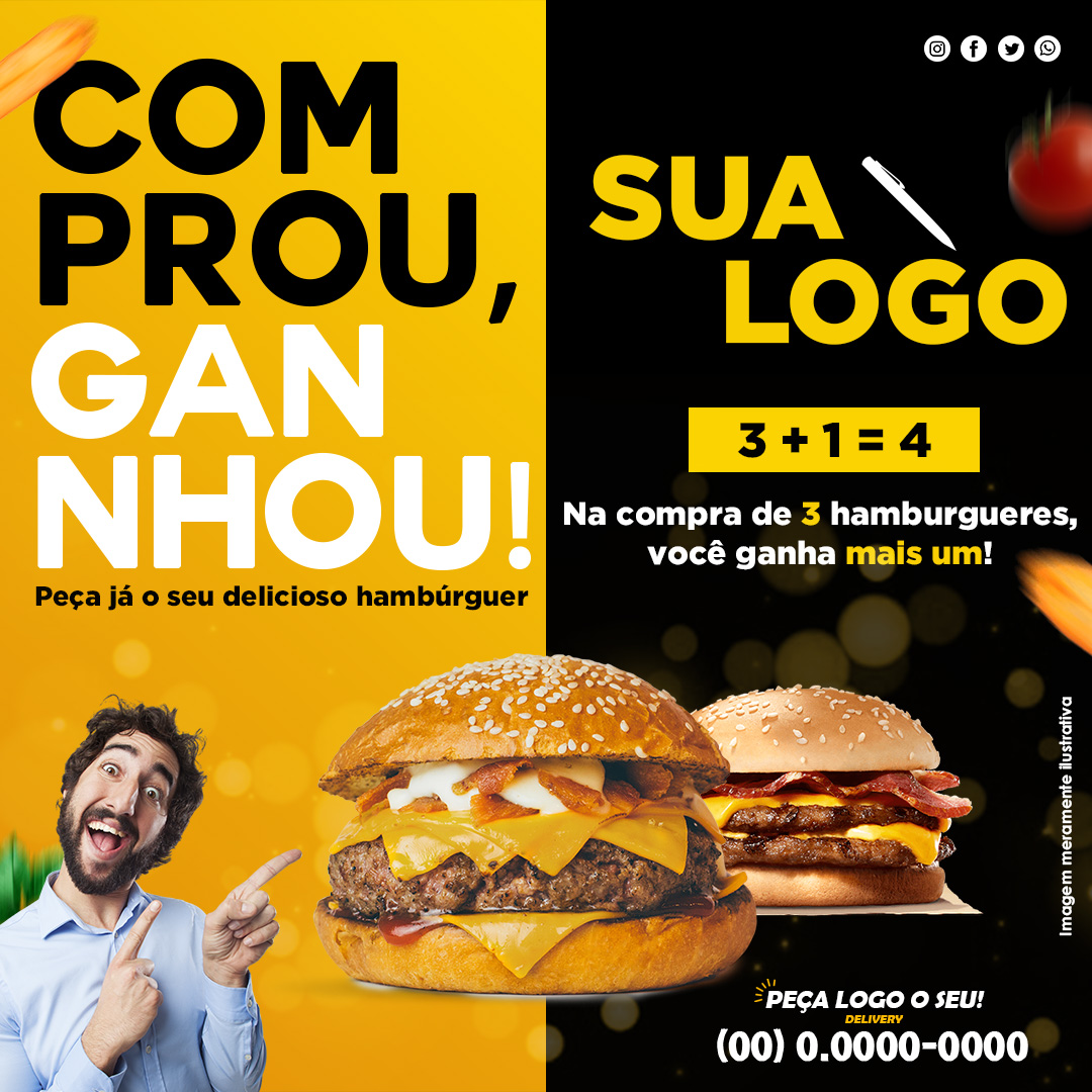 Promoção Hambúrguer Social Media PSD Editável Photoshop