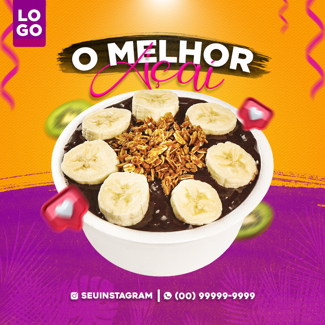 Social Media Post O Melhor Açaí PSD Editável