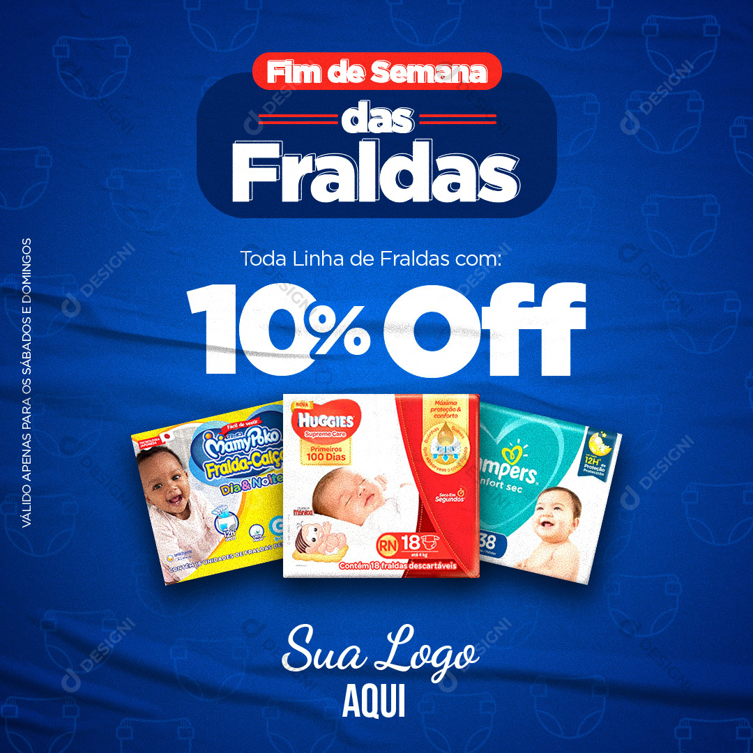 Promoção de Fraldas PSD Social Media Post Editável Farmácias