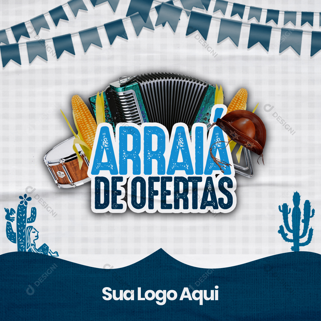 Arraiá de Ofertas Social Media São João Post PSD Editável