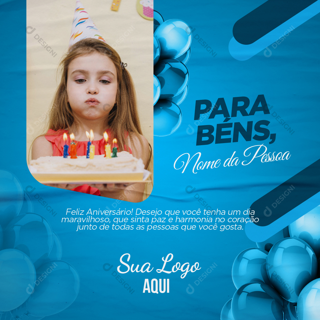 Post Parabéns Feliz Aniversário PSD Editável Photoshop