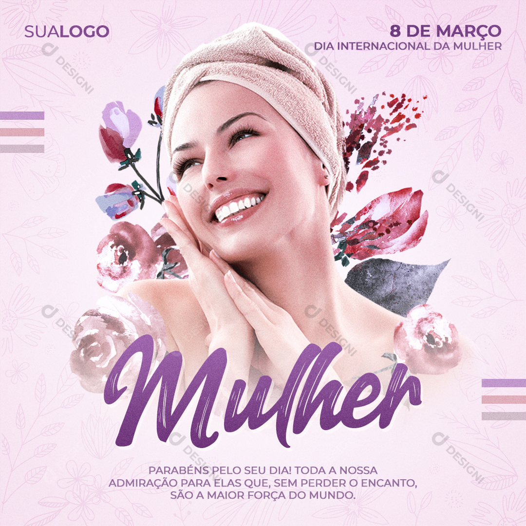 8 de Março Dia da Mulher Social Media Post PSD Editável