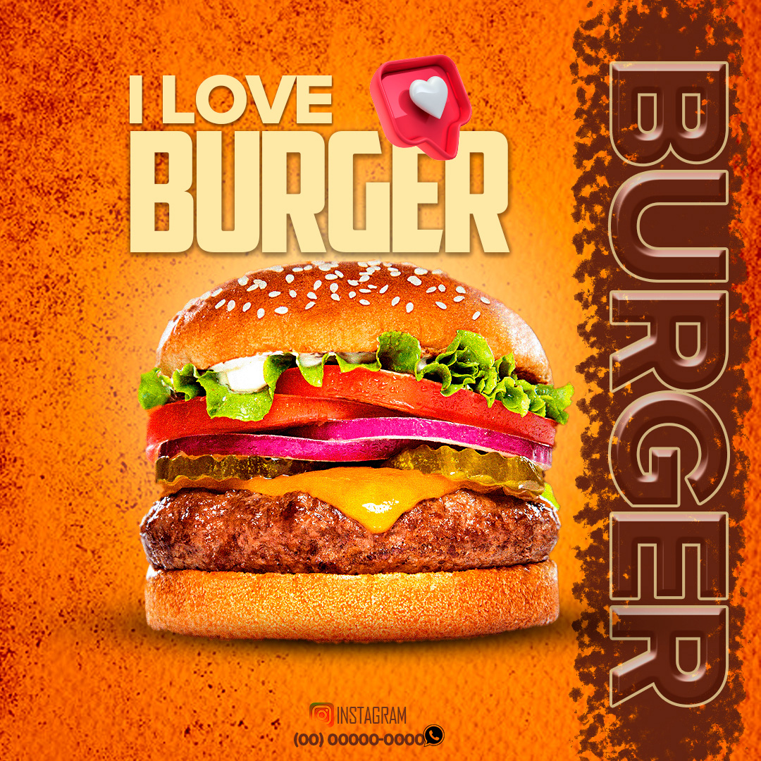 Social Media I Love Burger PSD Editável
