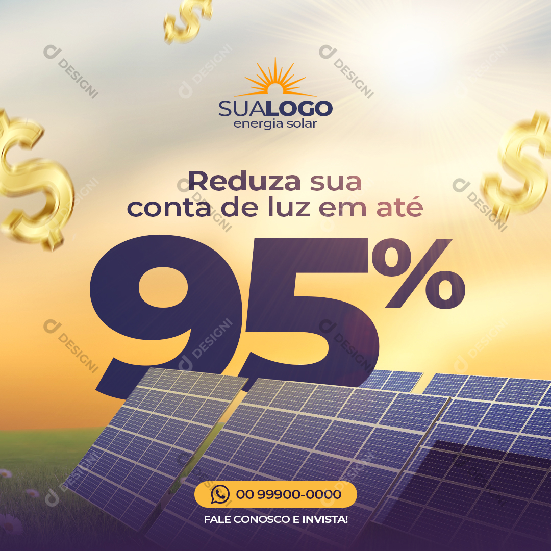 Energia Solar Social Media Post Editável PSD