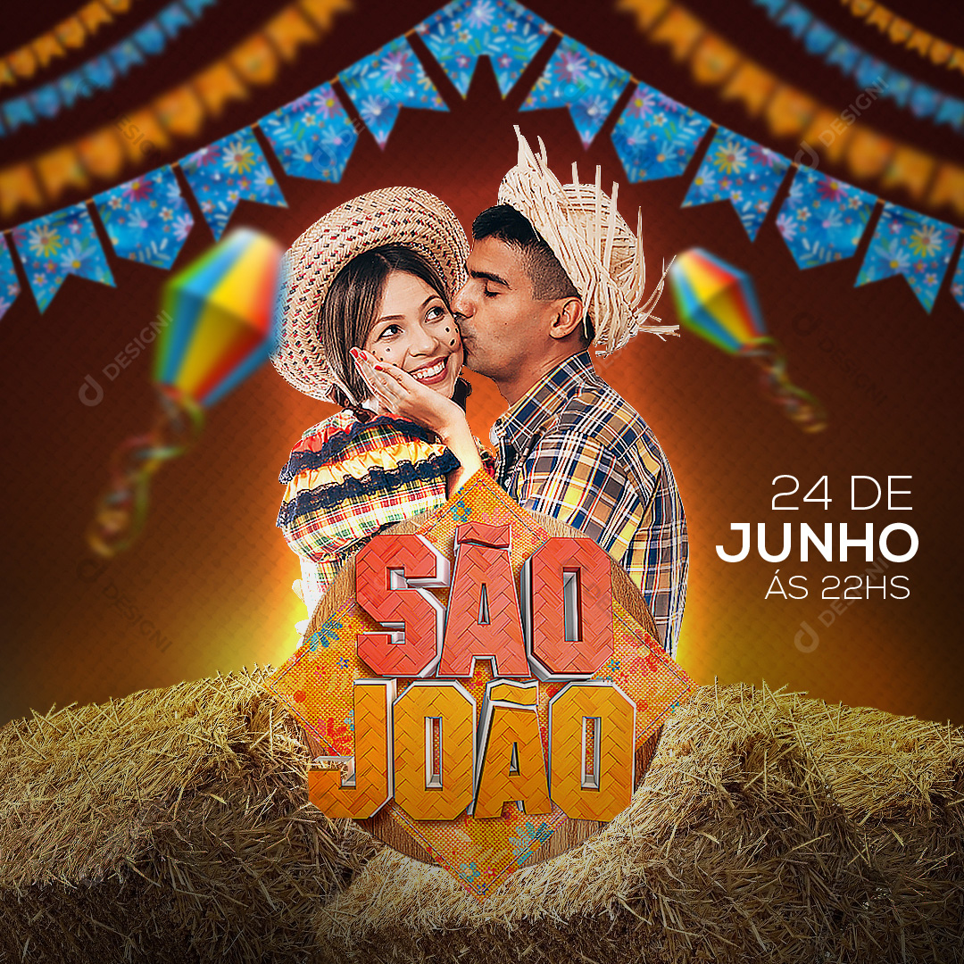 Festa Junina São João Social Media Post PSD Editável
