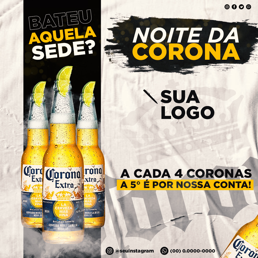 Social Media PSD Cerveja Corona Editável Photoshop