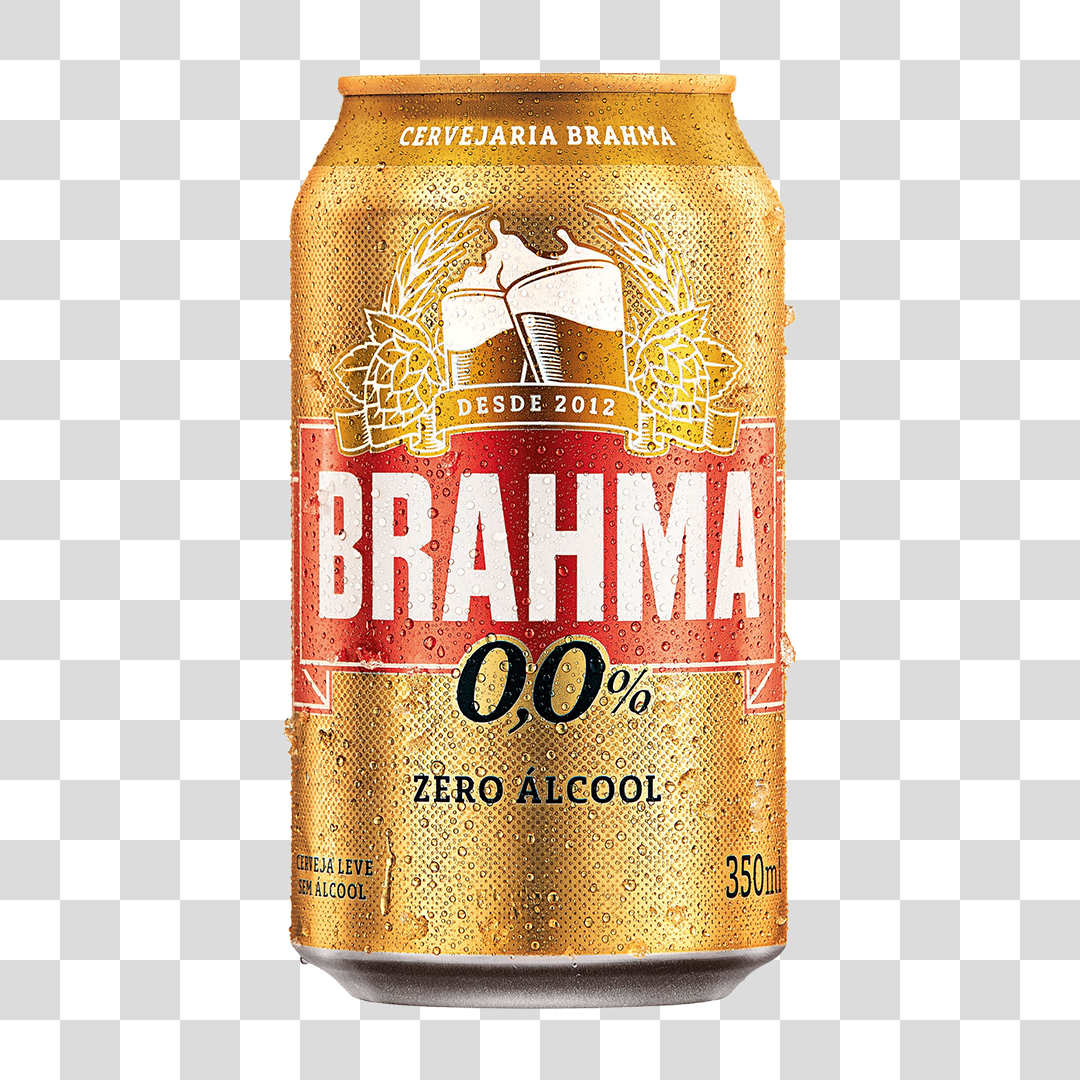 Latinha de Cerveja Brahma Zero Álcool 350 ML PNG Transparente Sem Fundo