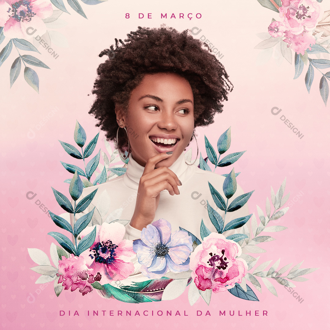 Dia da Mulher 8 de Março Social Media Post PSD Editável