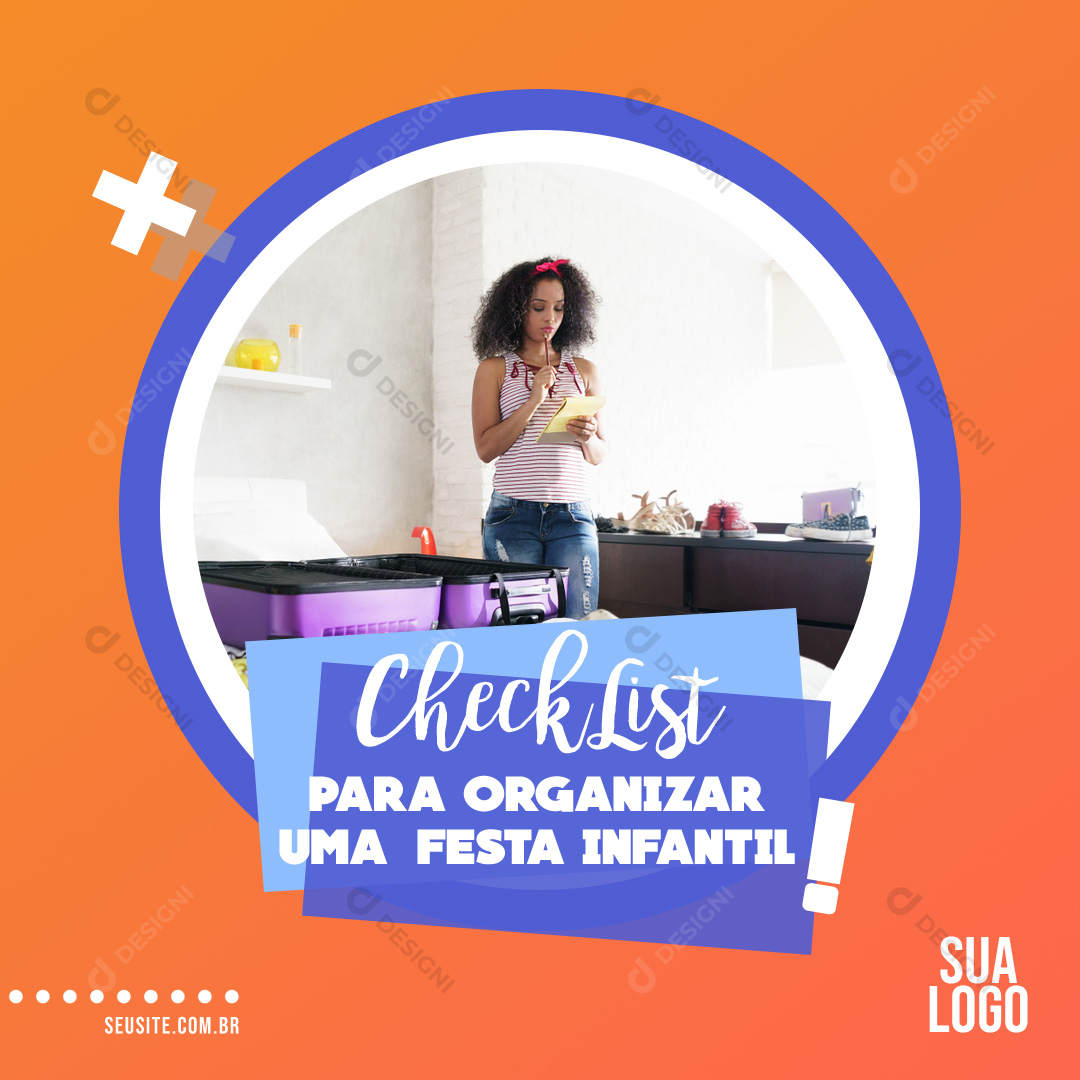 Checklist Festa Infantil Social Media PSD Post Editável