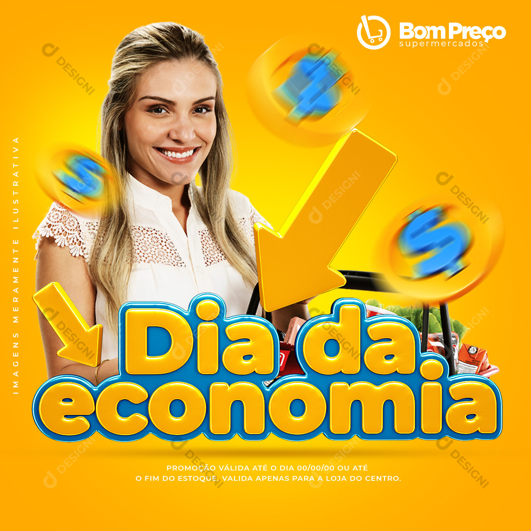 Supermercado Economia Social Media Post PSD Editável