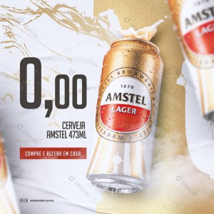 Amstel Cerveja Bares Social Media PSD Editável Post