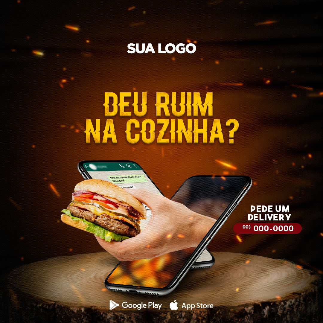 Delivery Hambúrgueres Burger Social Media Post PSD Editável