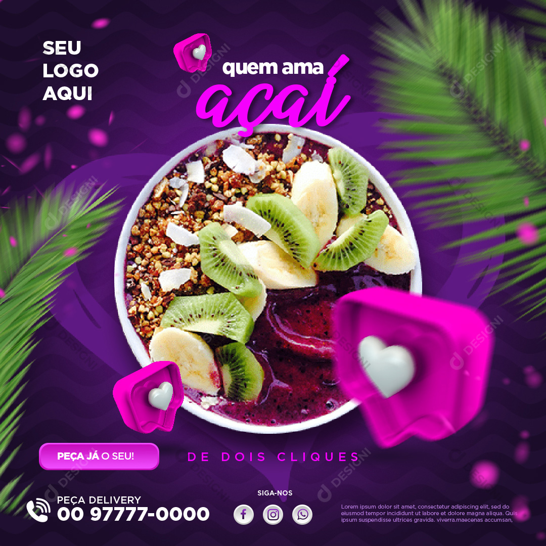 Açaí Açaíteria Social Media PSD Editável