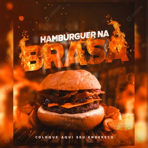 Hambúrguer na Brasa Lanche Social Media PSD Editável
