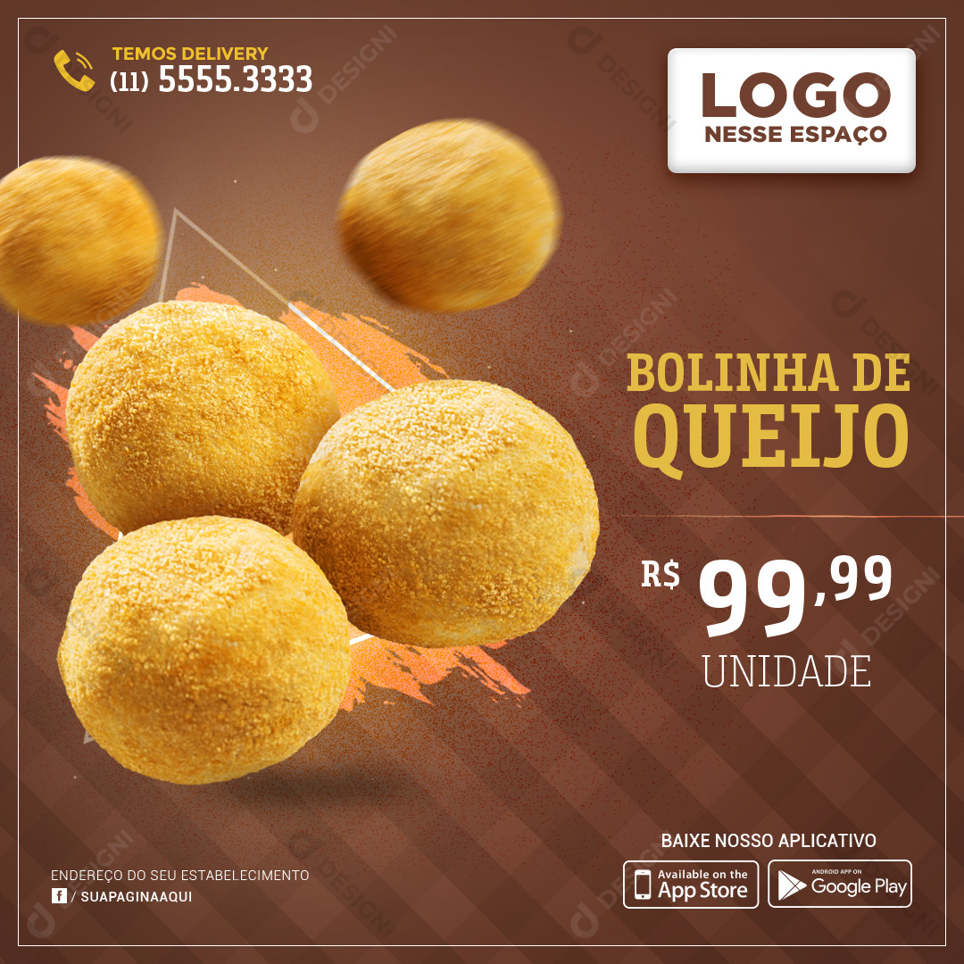 Bolinha de Queijo Salgado Social Media PSD Editável