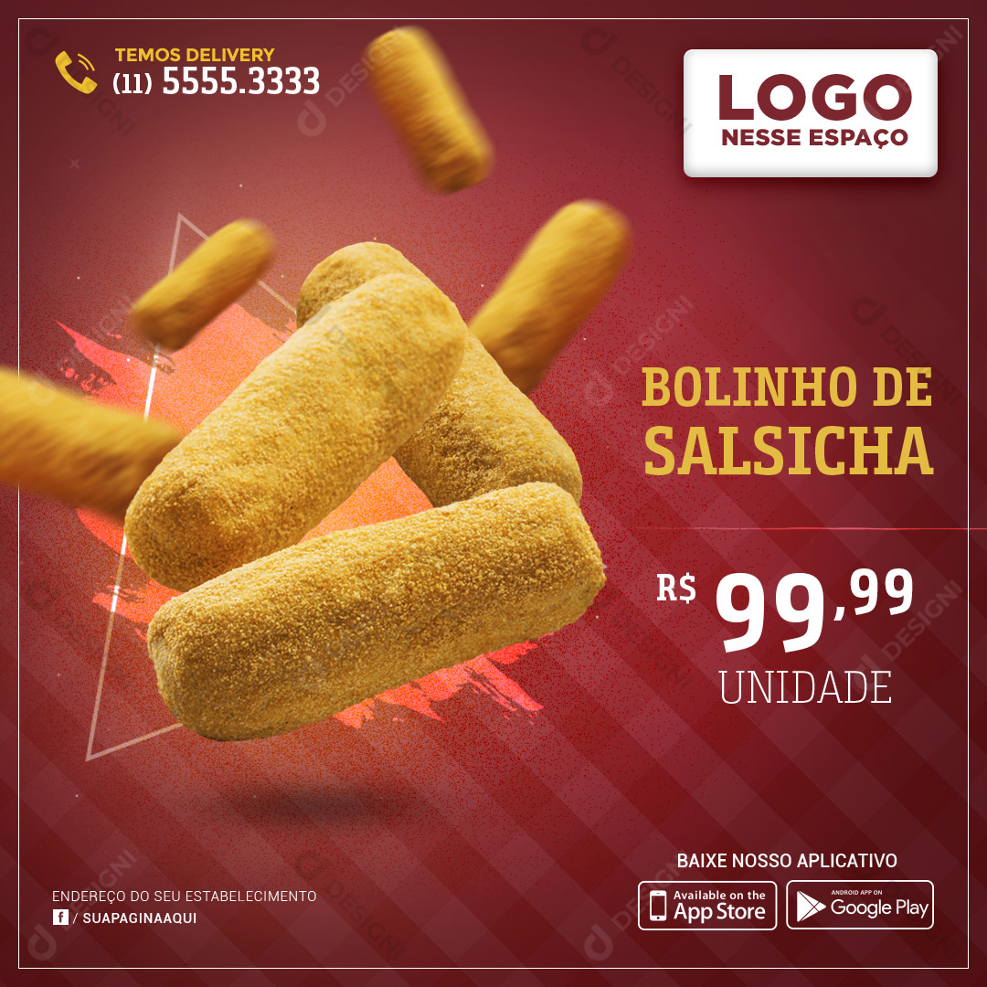Bolinho de Salsicha Salgado Social Media PSD Editável