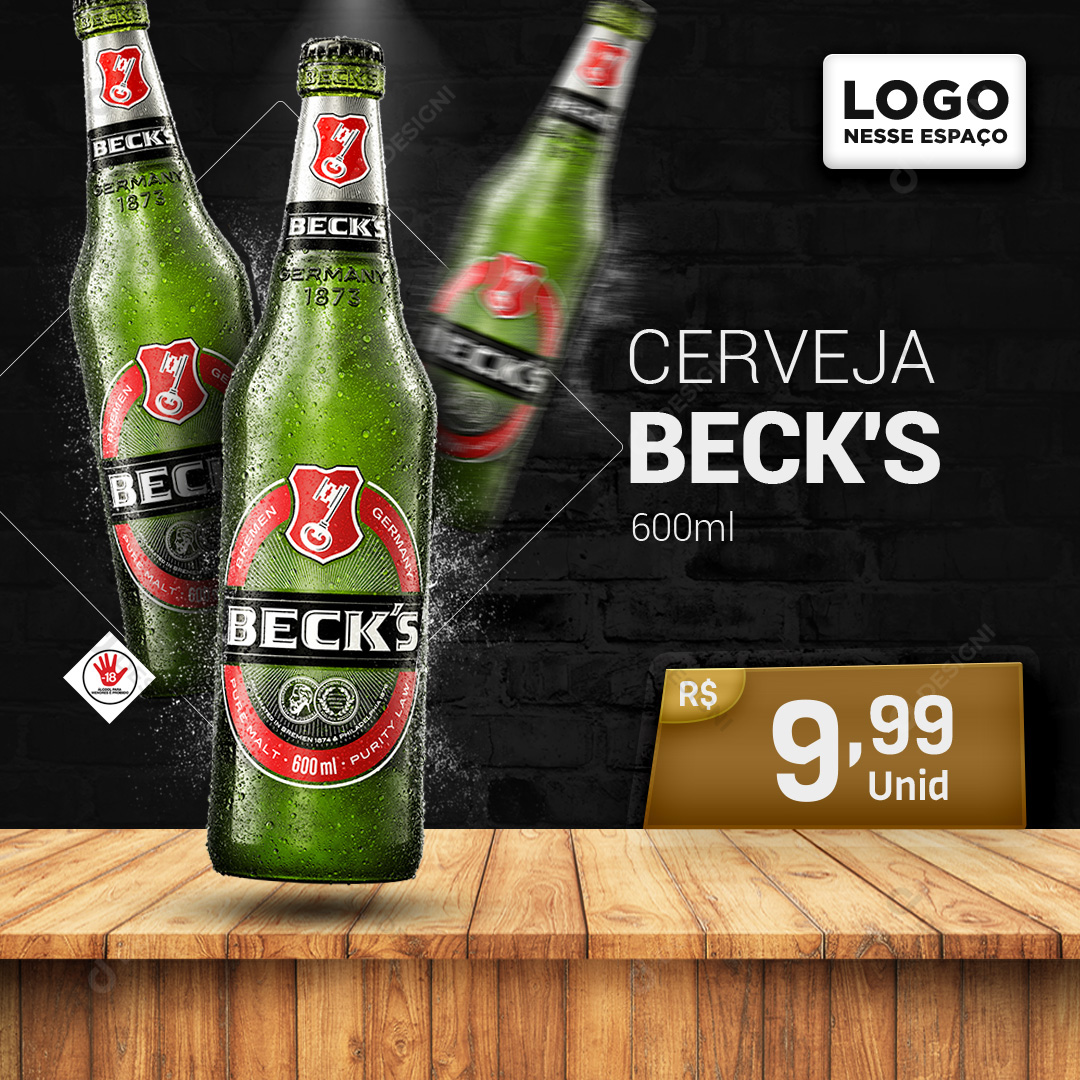 Cerveja Beck´s 600ml Bares Social Media PSD Editável