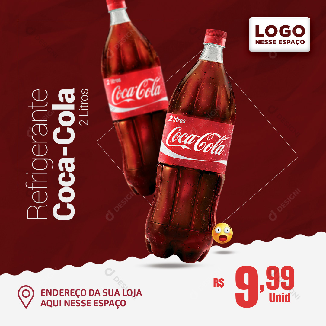 Refrigerante Coca Cola 2L Bebidas Social Media PSD Editável Supermercado