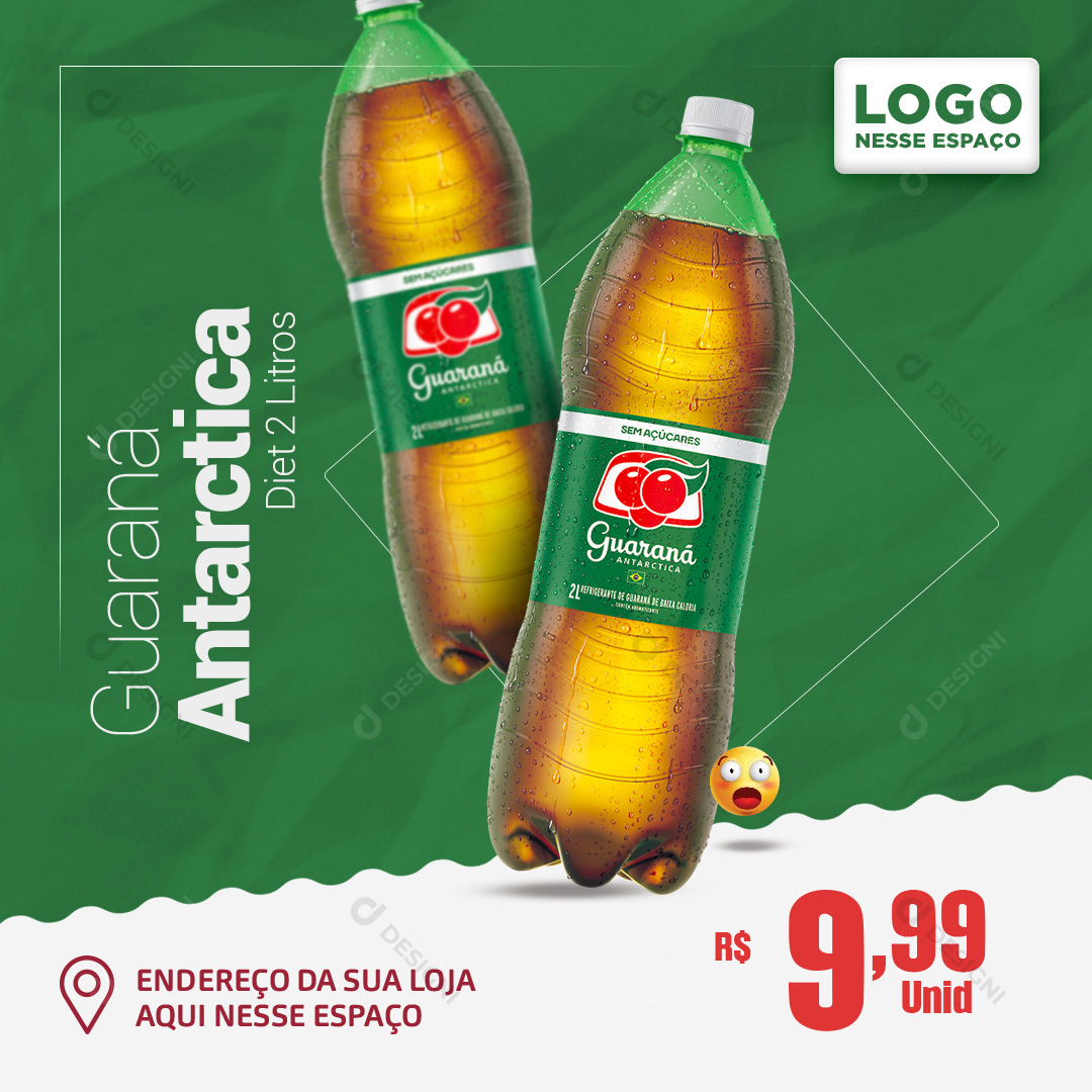 Refrigerante Guaraná Antarctica Diet 2L Bebidas Supermercados Social Media PSD Editável