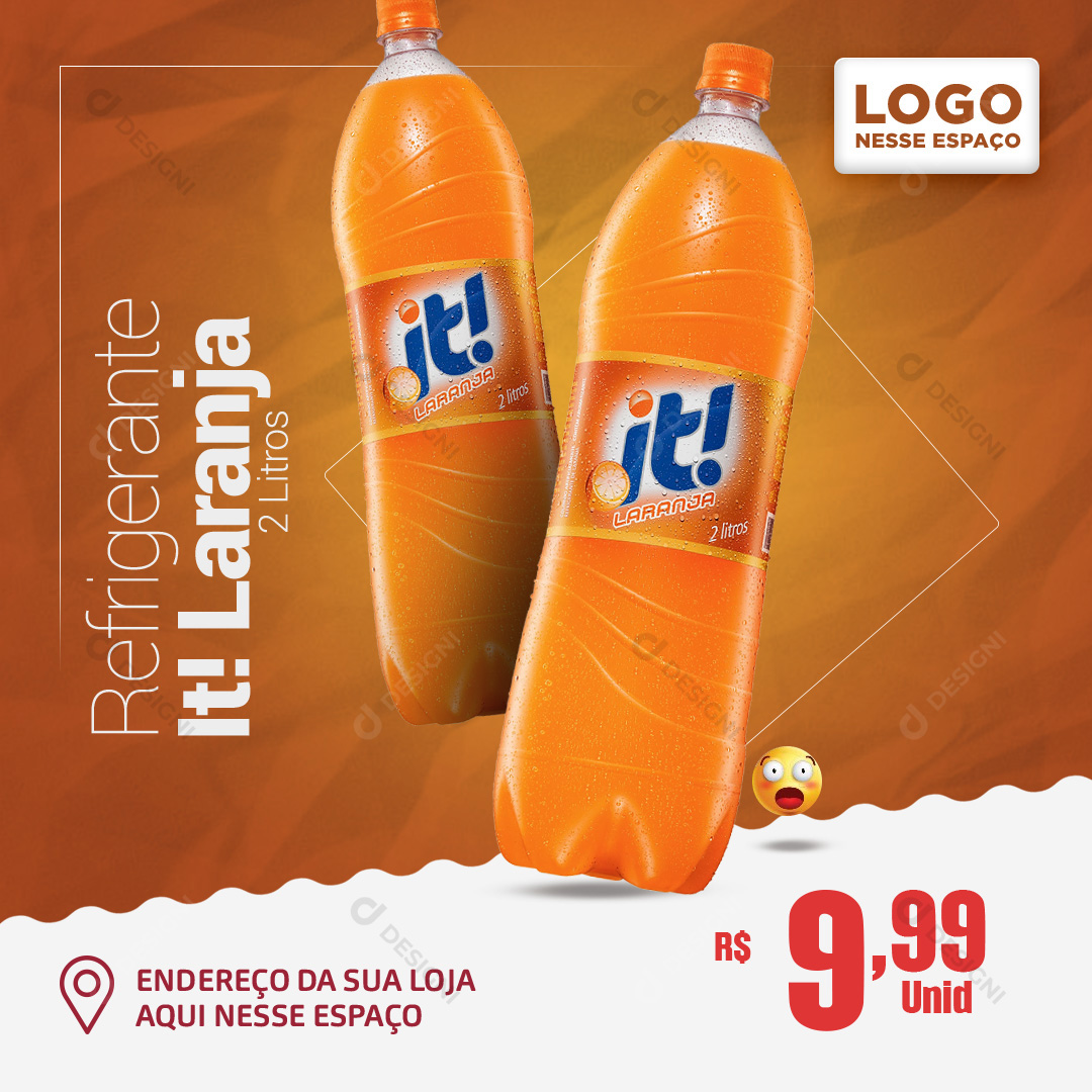 Refrigerante It! Laranja 2L Bebidas Supermercados Social Media PSD Editável