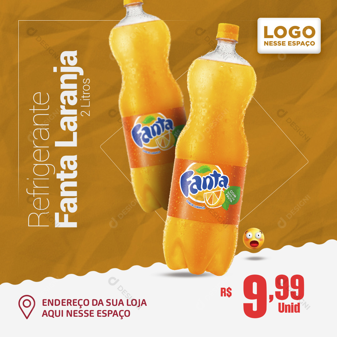 Refrigerante Fanta Laranja 2L Bebidas Supermercados Social Media PSD Editável