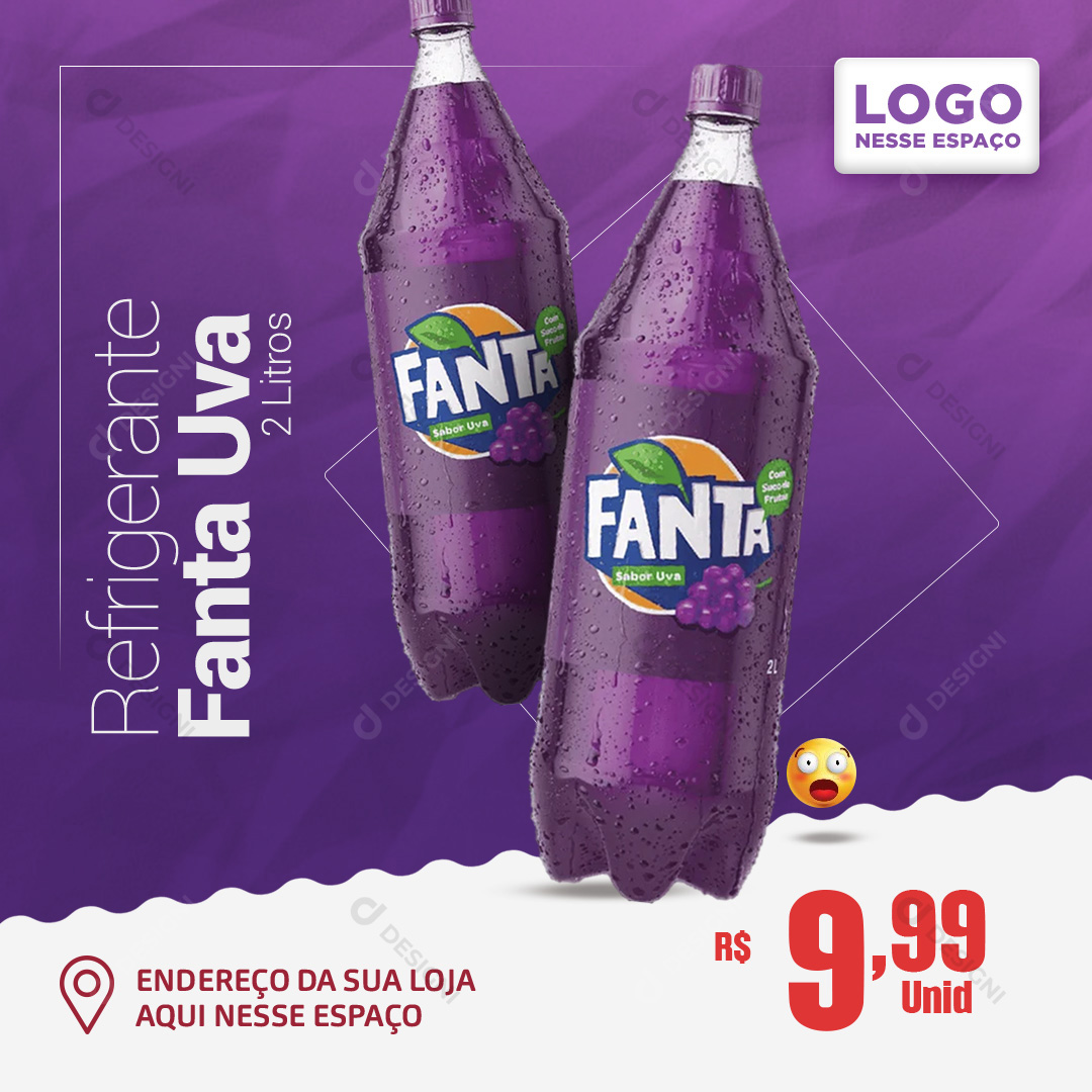 Refrigerante Fanta Uva 2 Litros Bebidas Supermercados Social Media PSD Editável