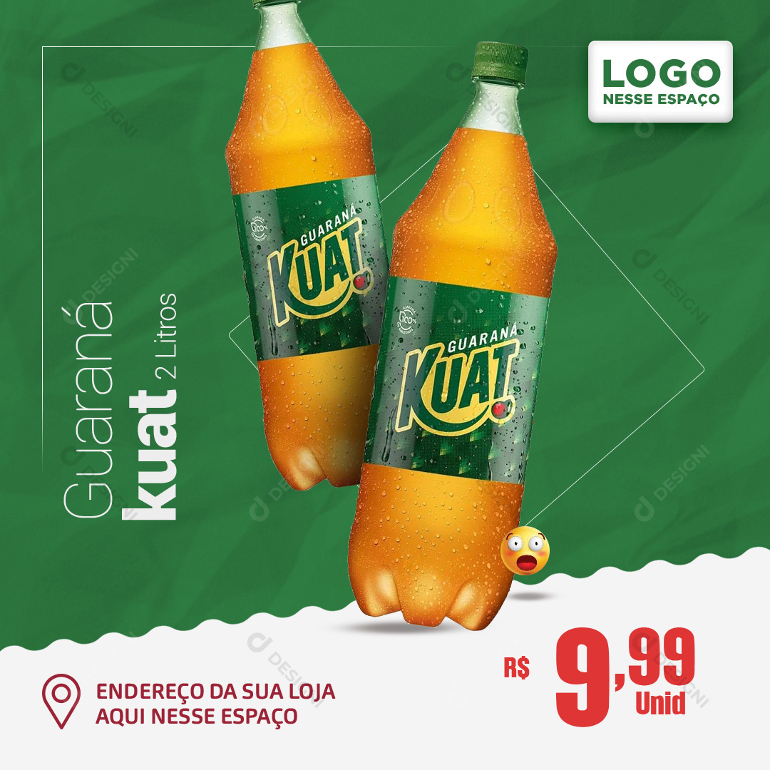 Refrigerante Guaraná Kuat Pet 2L Bebidas Supermercados Social Media PSD Editável