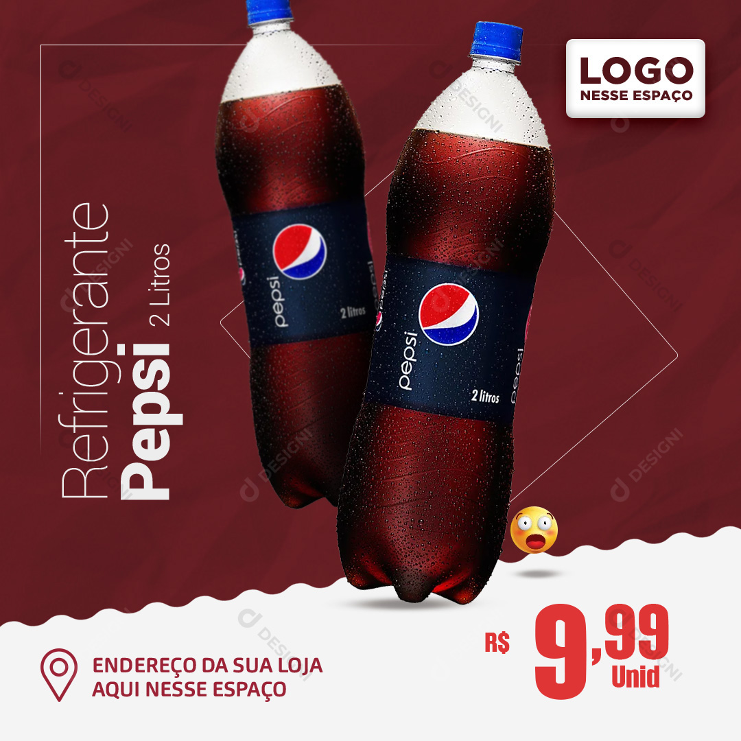 Refrigerante Pepsi 2L Supermercados Bebidas Social Media PSD Editável