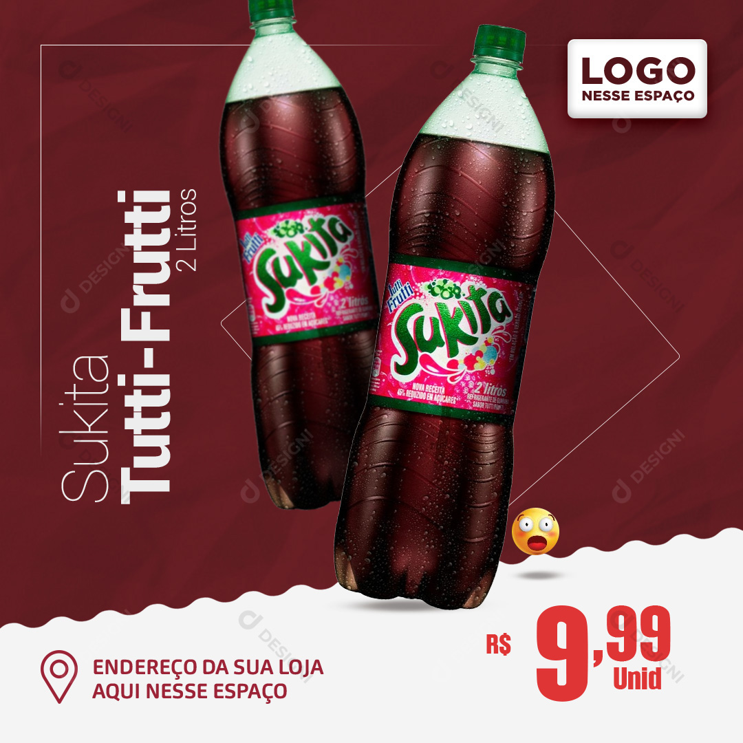 Refrigerante Sukita Tutti Frutti 2L Supermercados Bebidas Social Media PSD Editável