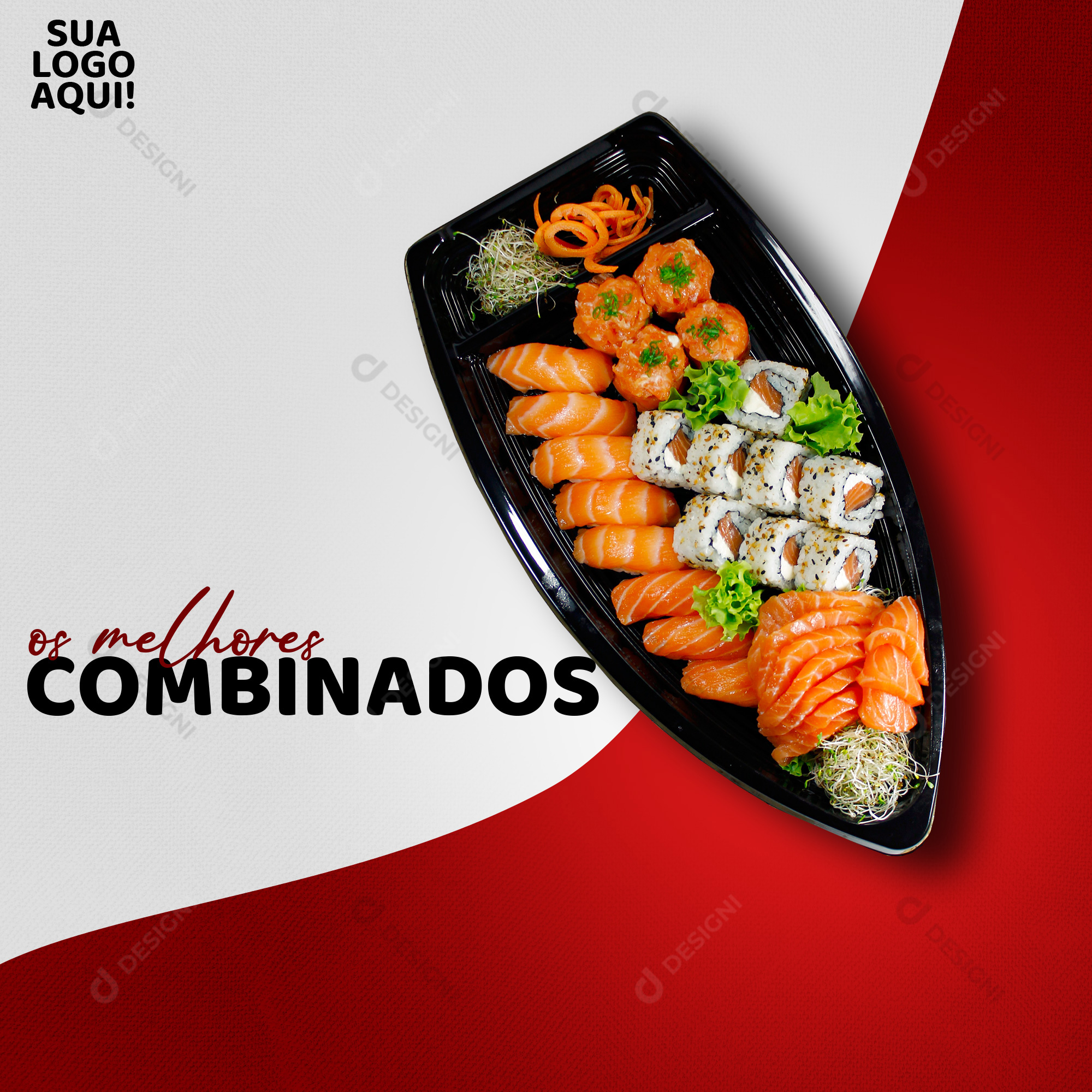 Sushi Combinado 2 Barca Social Media PSD Editável Comida Japonesa