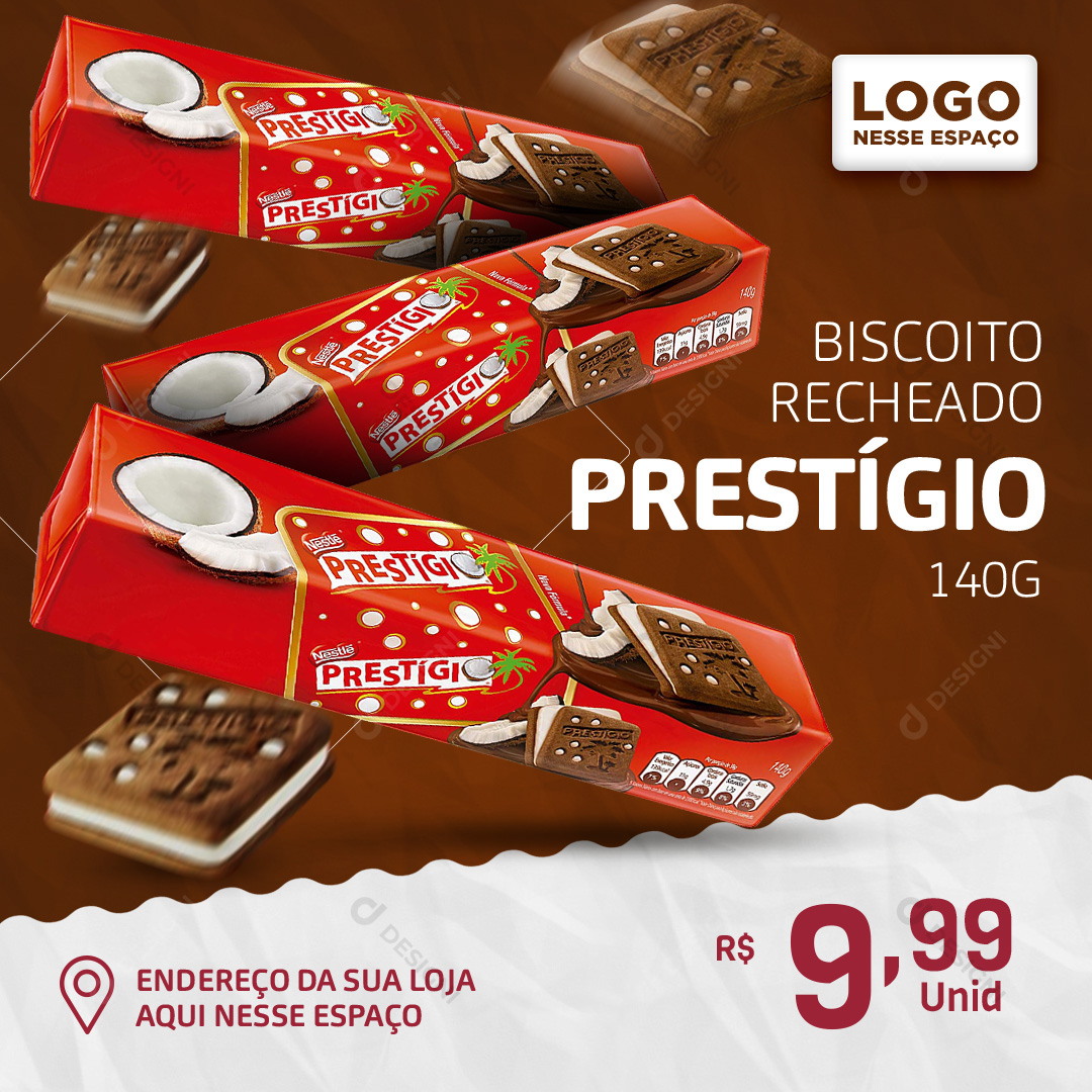 Biscoito Prestigio 140g Bolachas Social Media PSD Editável