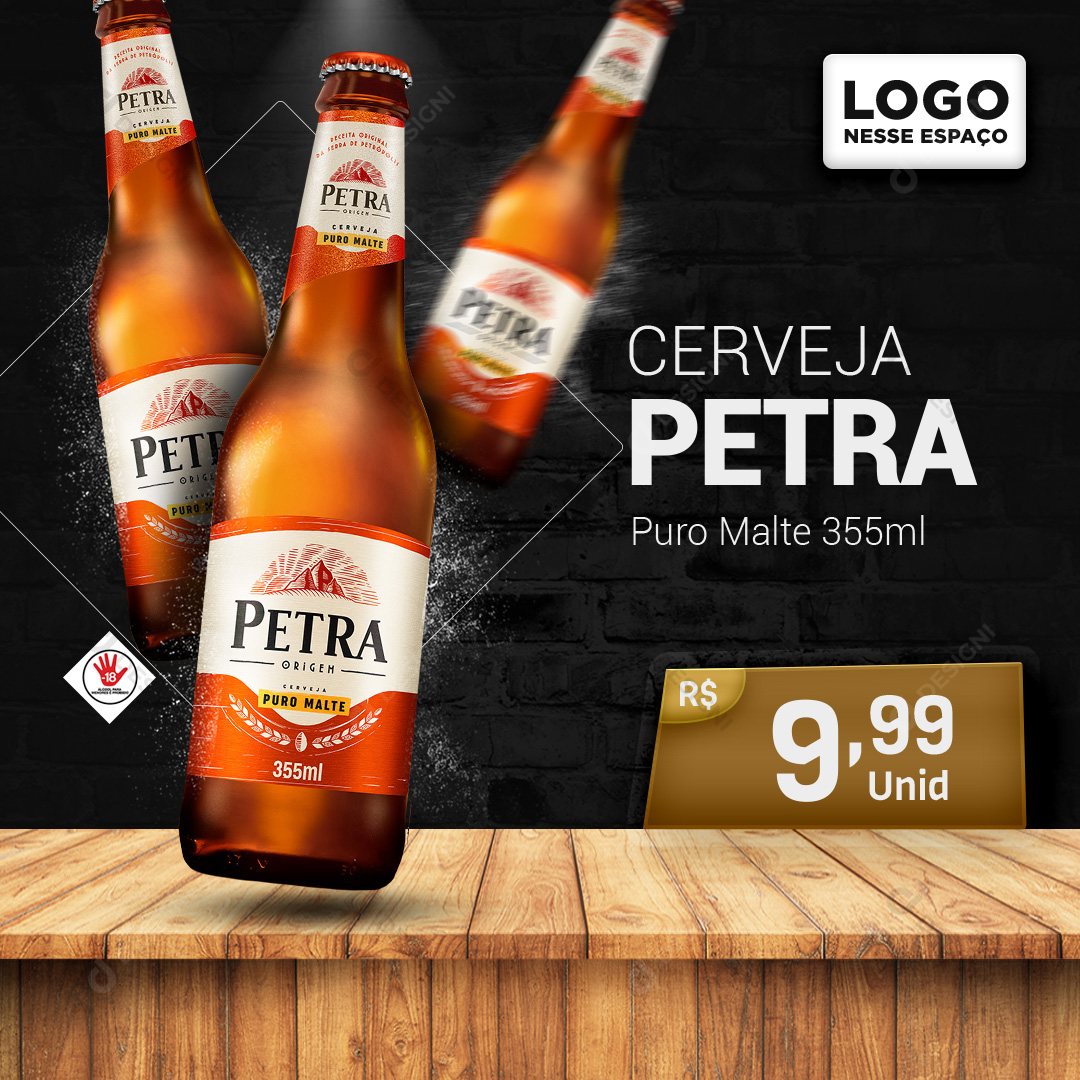 Cerveja Petra Puro Malte 355ml Bares Bebidas Social Media PSD Editável