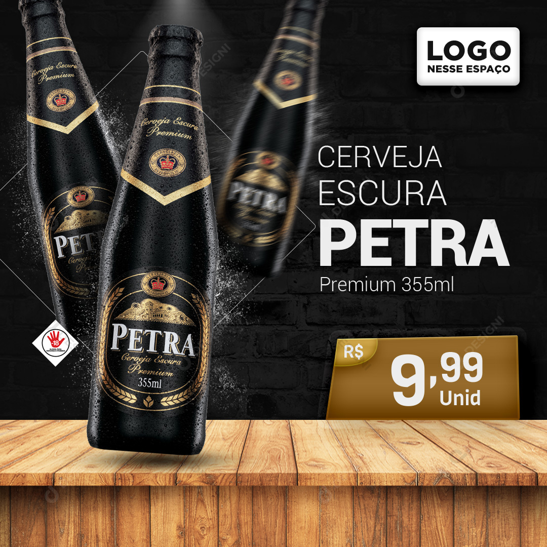 Cerveja Petra Escura 355ml Social Media PSD Editável Bares Bebidas 1111 Bebidas Bares Botecos Distribuidoras de Bebidas Mídias Sociais