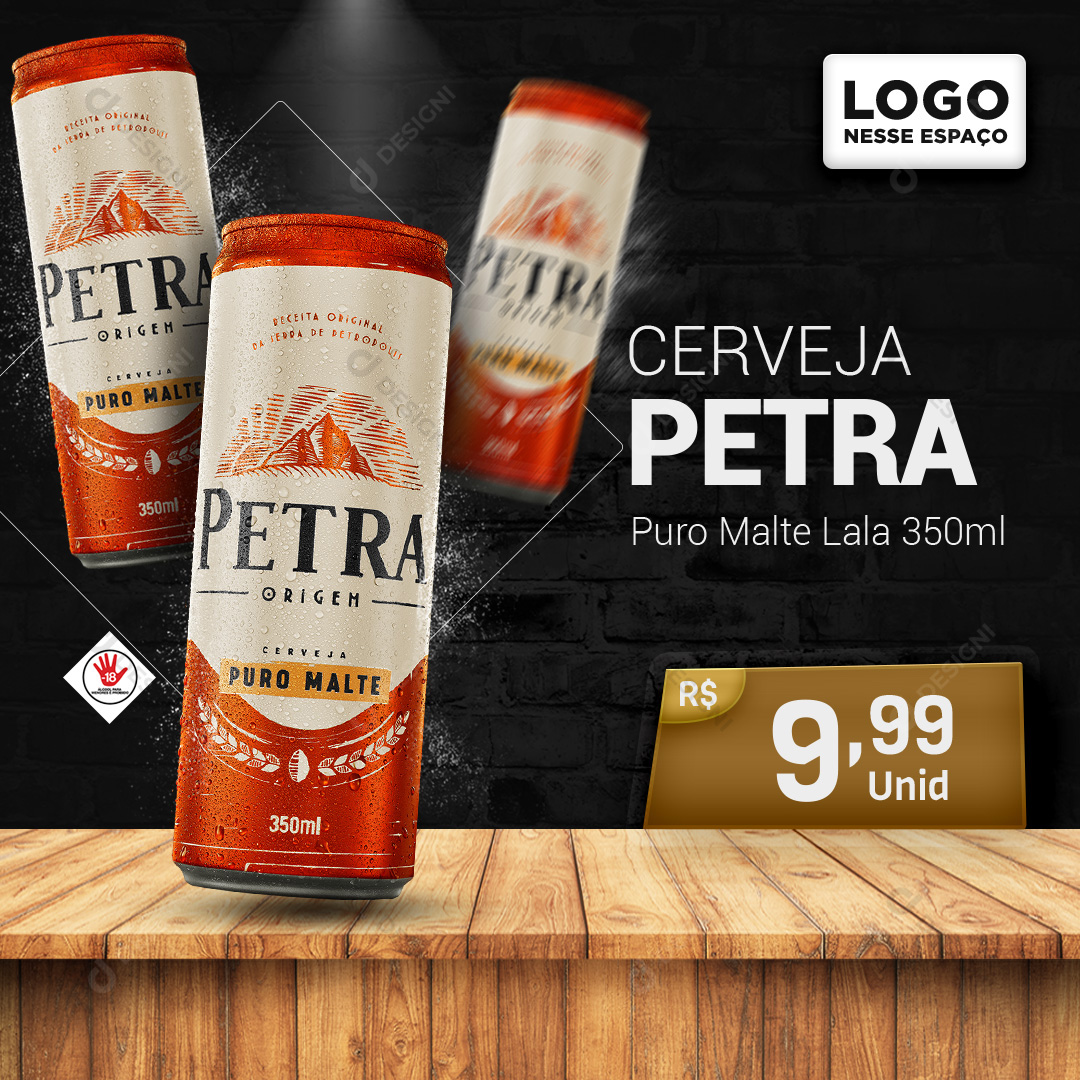 Cerveja Petra Puro Malte Lata 350ml Social Media PSD Editável Bares Bebidas