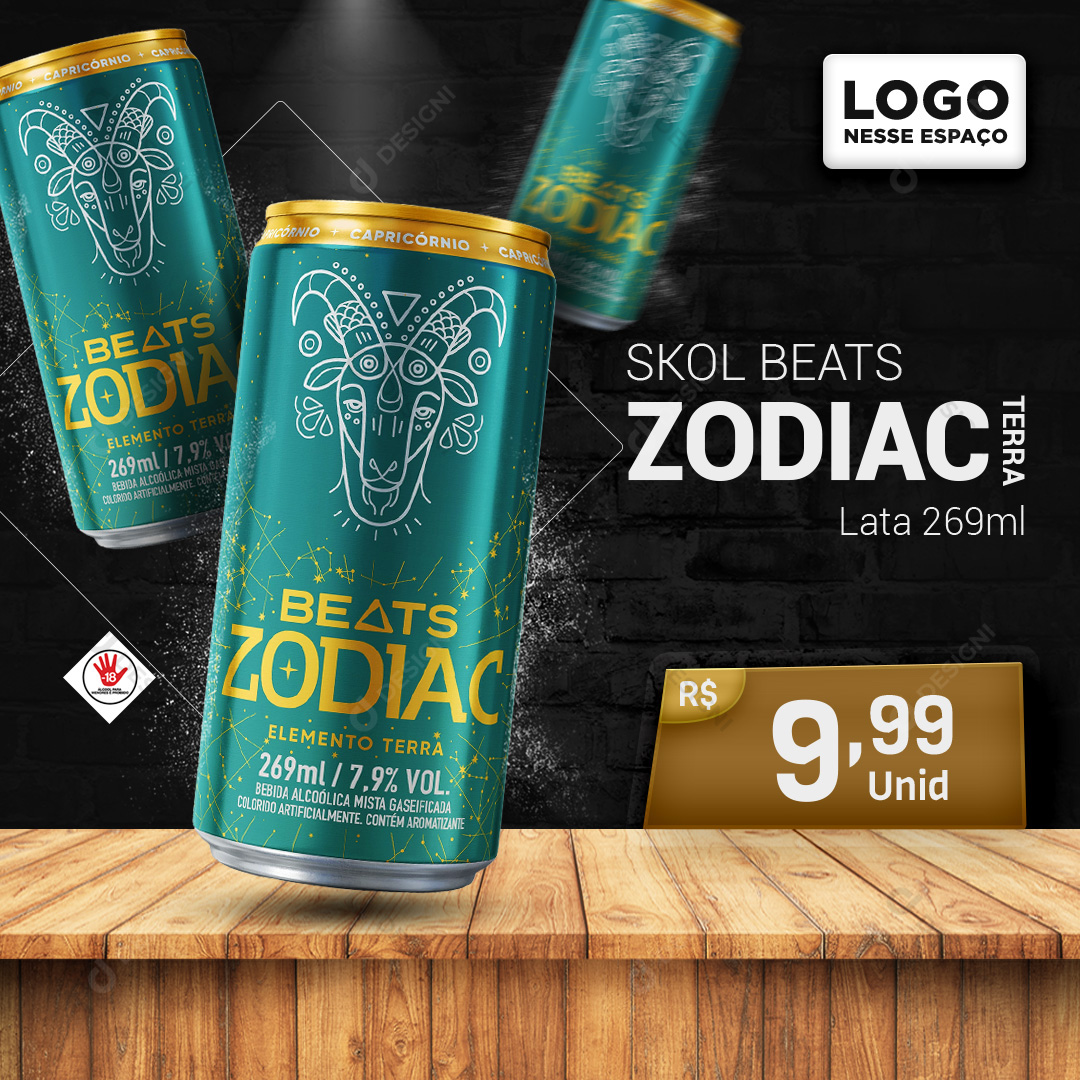 Skol Beats Zodiac Terra Lata 269ml Bares Bebidas Social Media PSD Editável