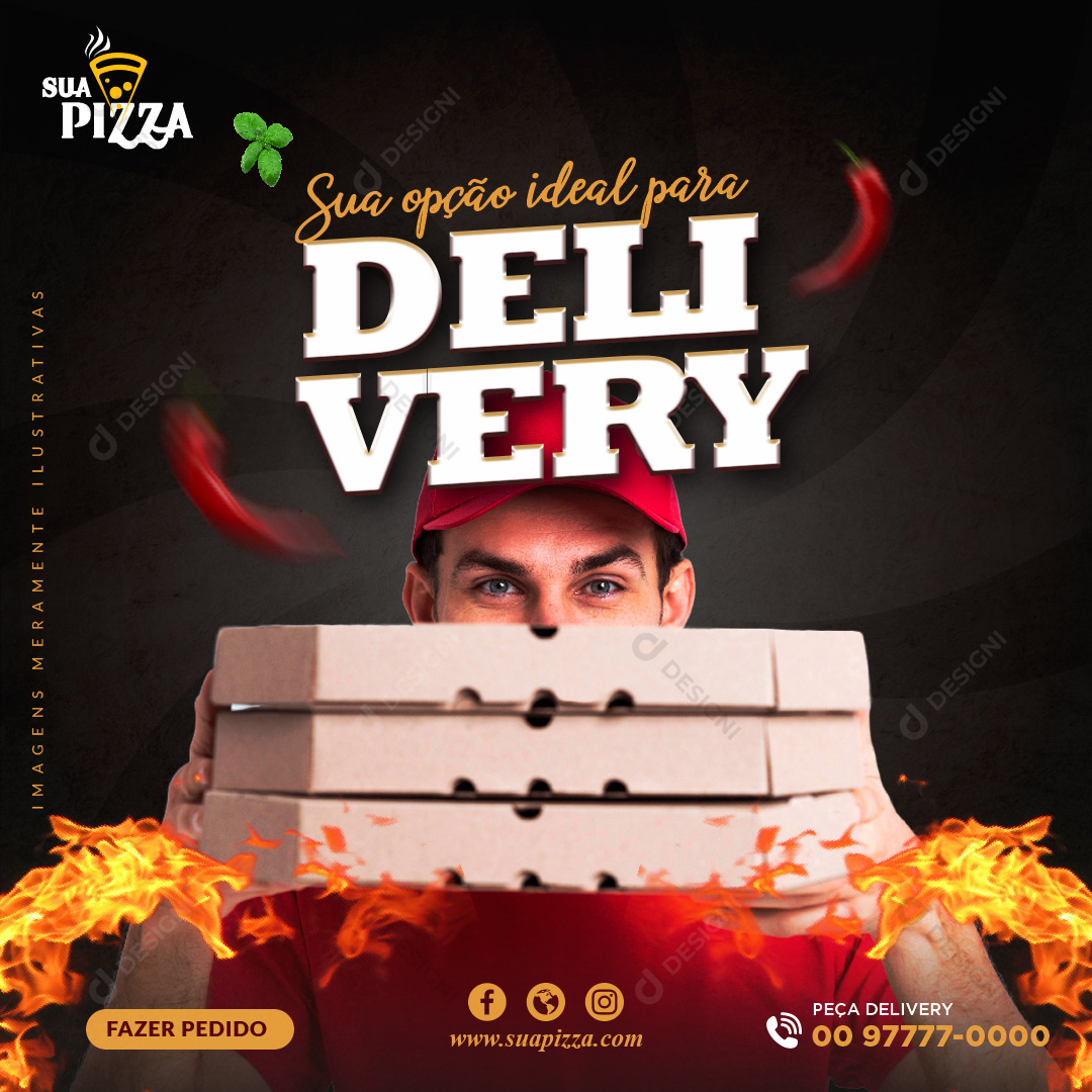 Sua Opção Ideal Delivery Social Media PSD Editável Pizzarias Entregas