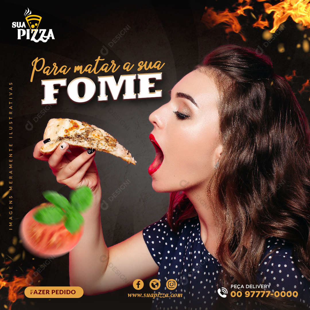 Para Matar A Sua Fome Social Media PSD Editável Pizzarias  Pizzas
