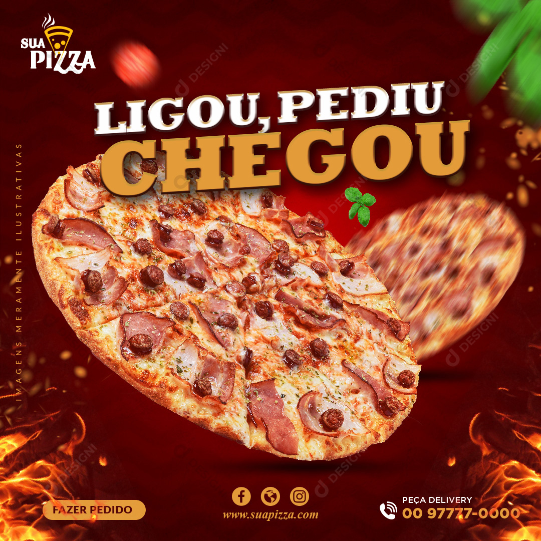 Ligou Pediu Chegou Delivery Entregas Social Media PSD Editável