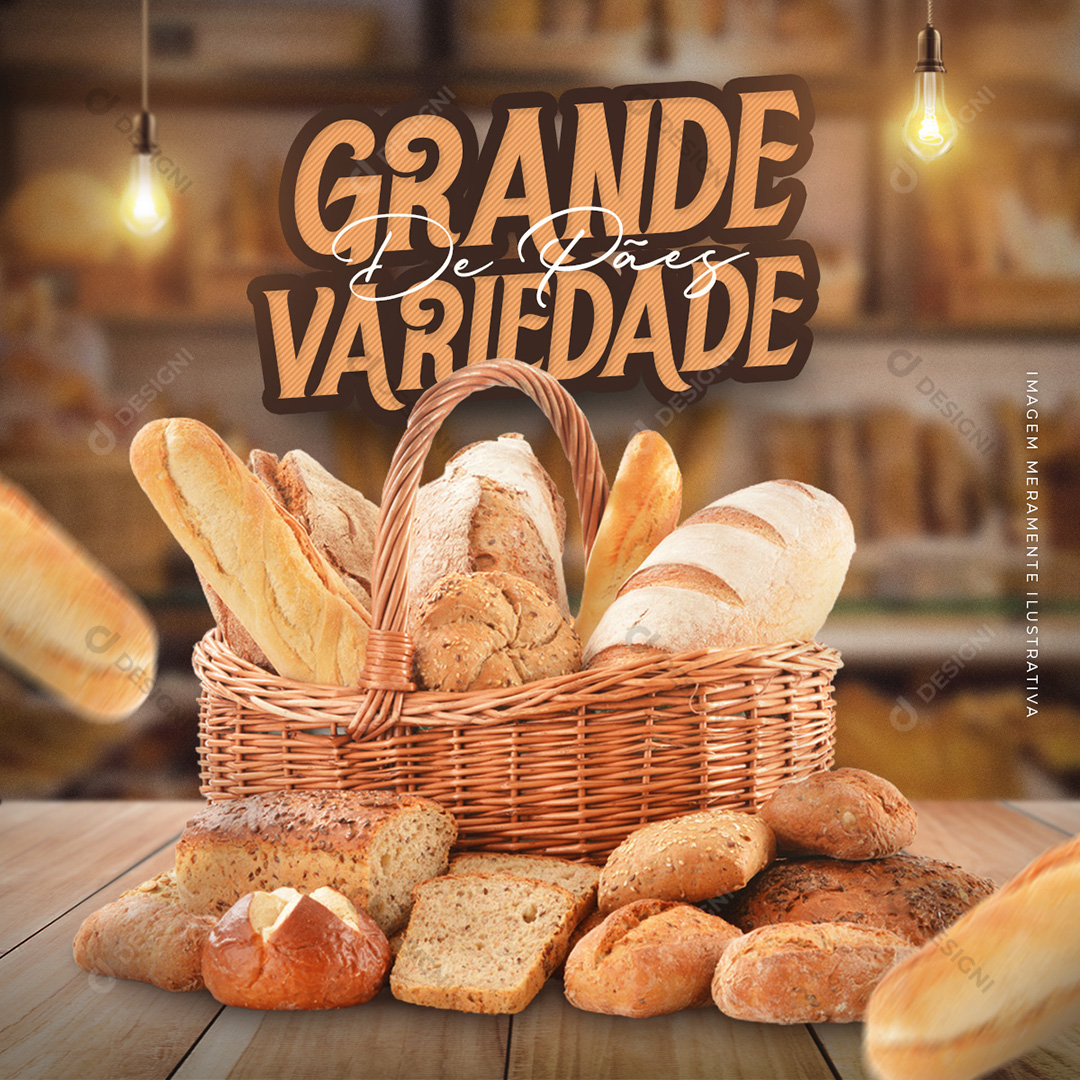 Panificadora Padaria Pães Social Media PSD Post Editável Photoshop