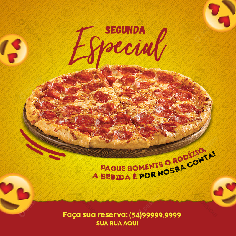 Pizza Pizzaria Segunda Especial Social Media PSD Editável Rodízios