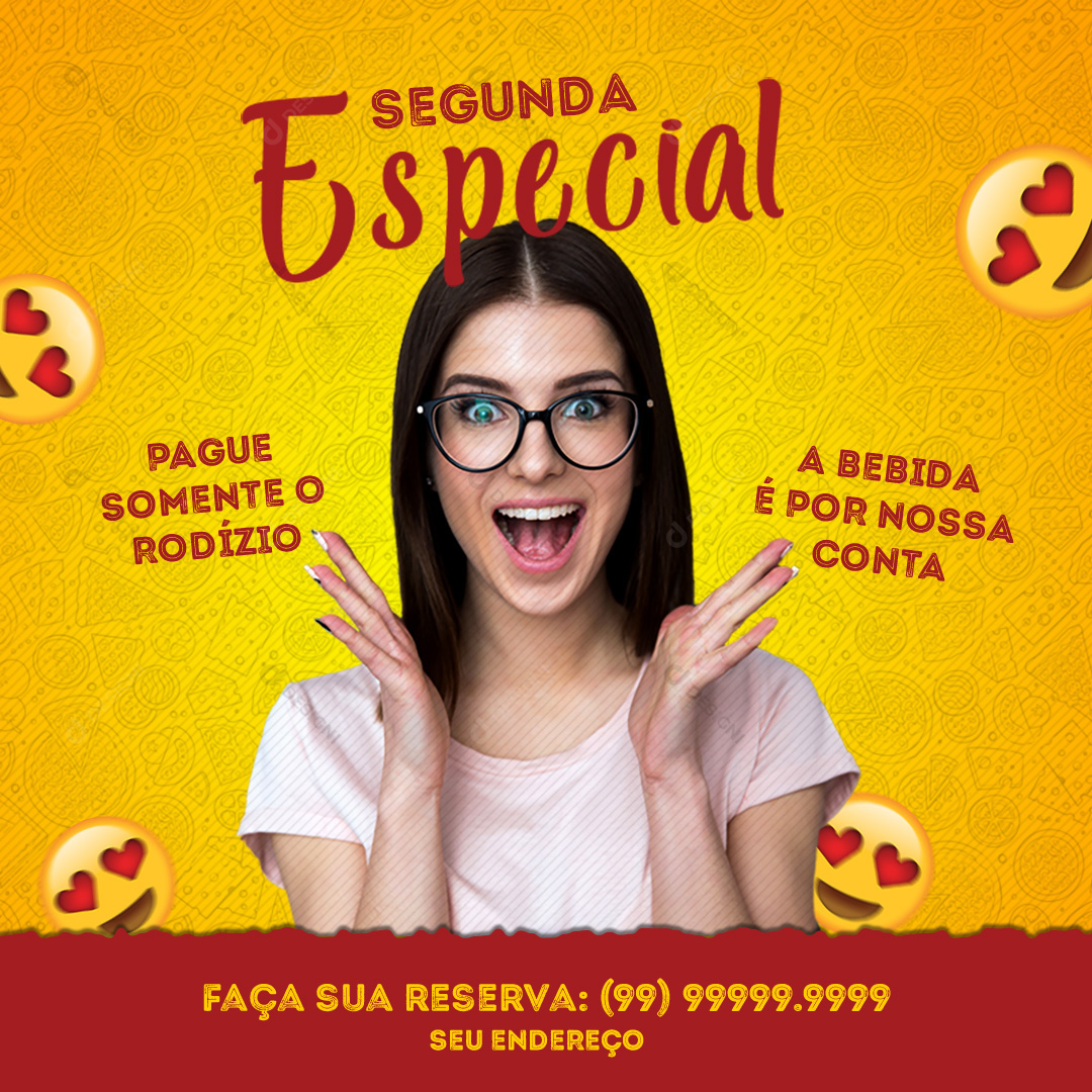 Rodízio de Comida Social Media PSD Editável Pizzas Sushis