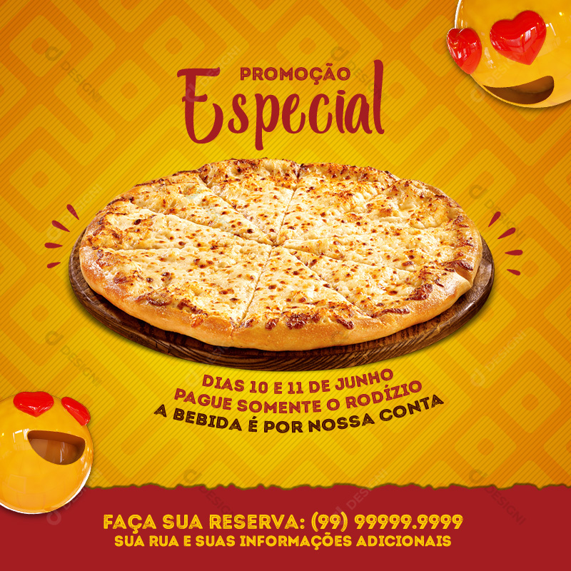 Rodízio de Pizza Pizzarias Social Media PSD Editável