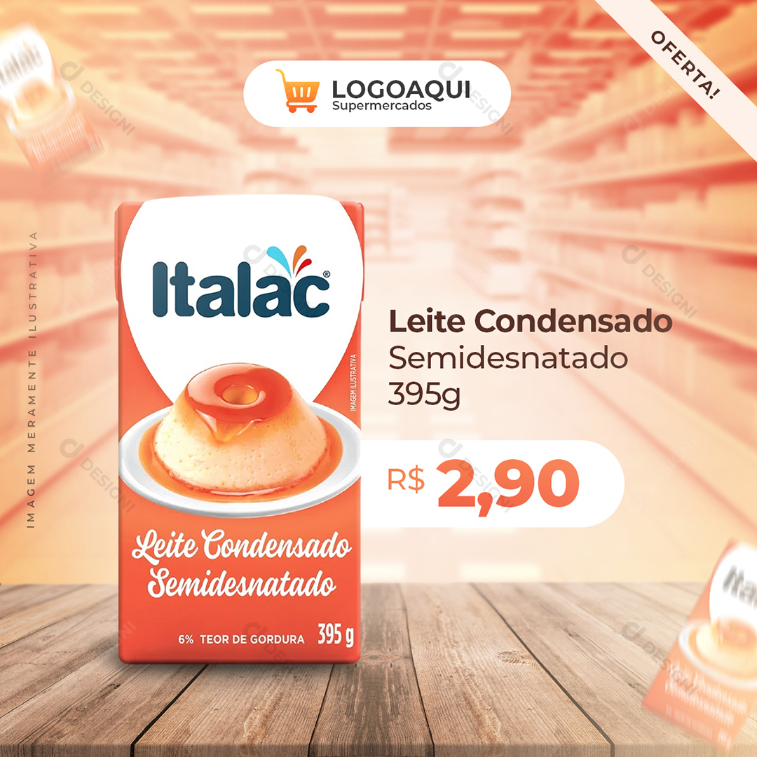 Supermercado Social Media Leite Condensado PSD Post Editável