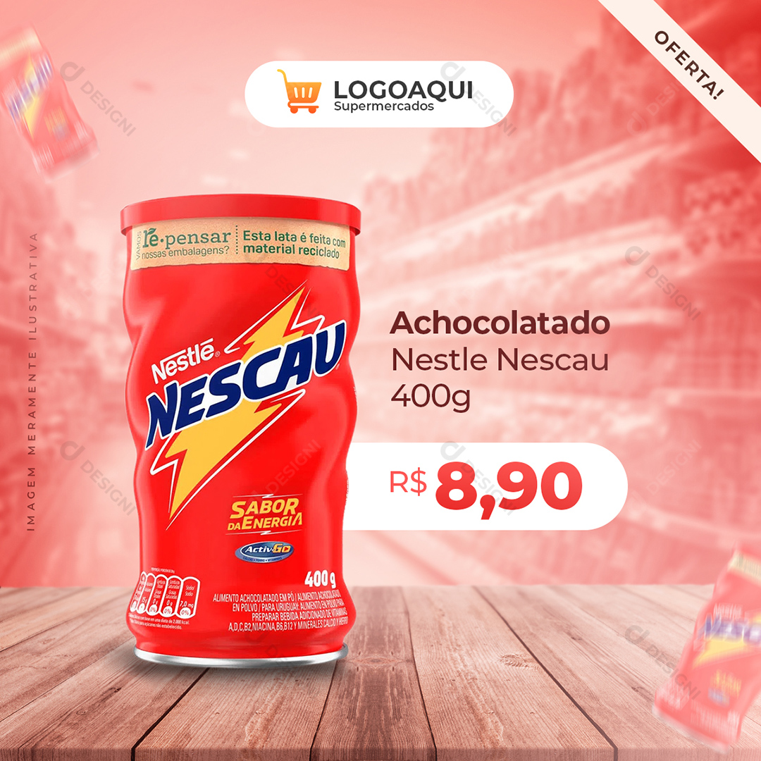 Supermercado Social Media Nescau PSD Post Editável
