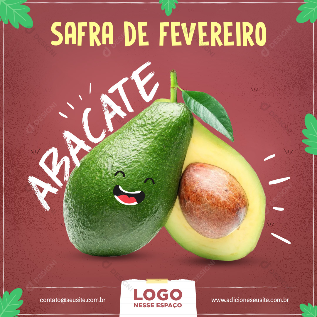 Safra Fevereiro Abacate Social Media PSD Editável Colheita