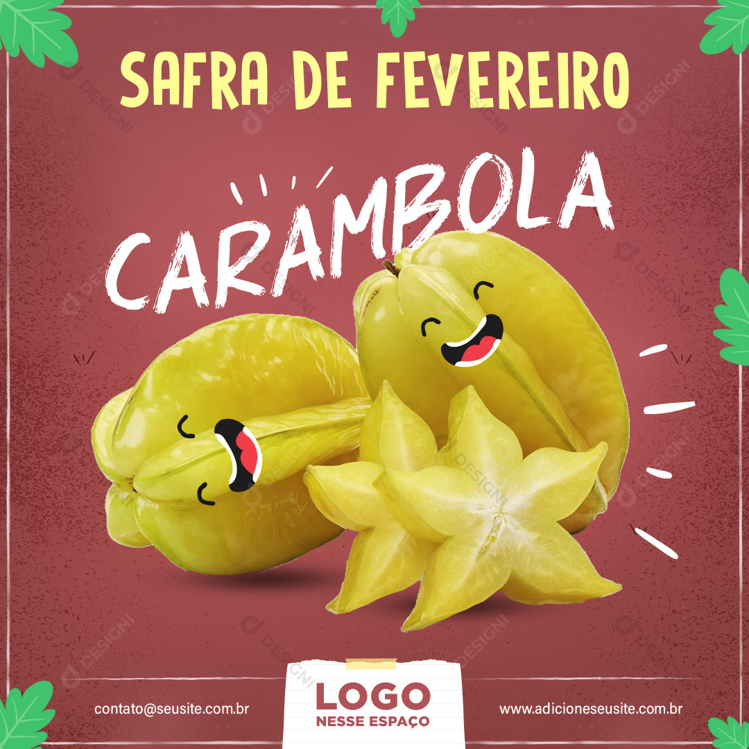 Safra Fevereiro Carambola Social Media PSD Editável Colheita