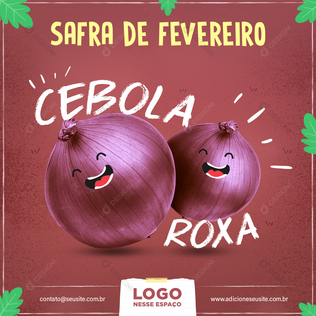 Safra Fevereiro Cebola Roxa Social Media PSD Editável Colheita