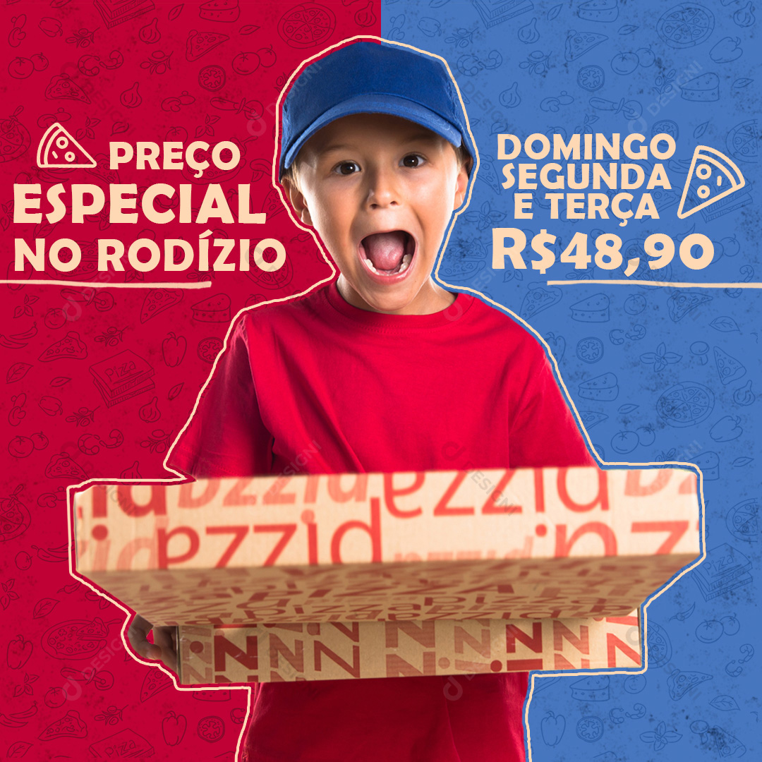 Pizza Pizzaria Social Media PSD Editável Rodízios